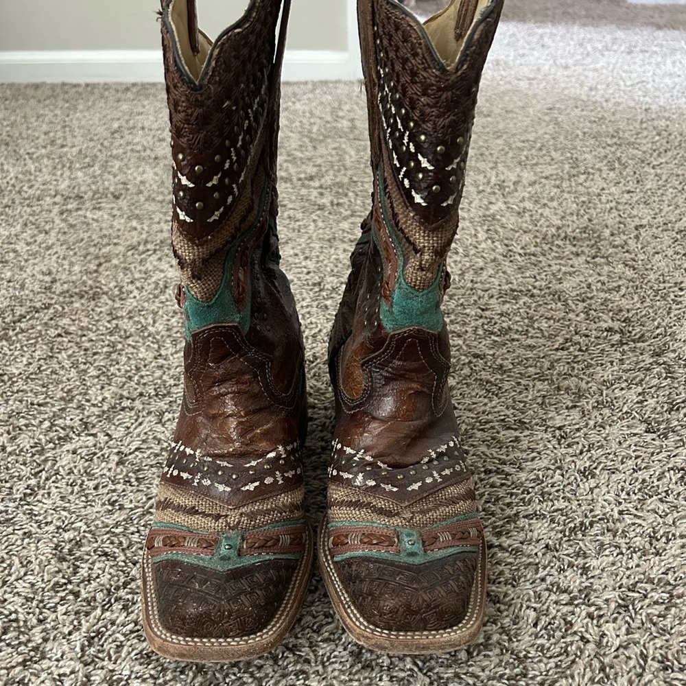 Corral Brown and Teal Leather Boots